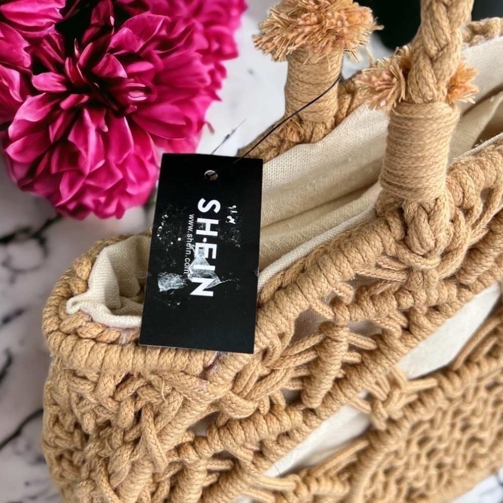 Shein NWT Hollow Out Circle Bag Neutral Color - Picture 5 of 14